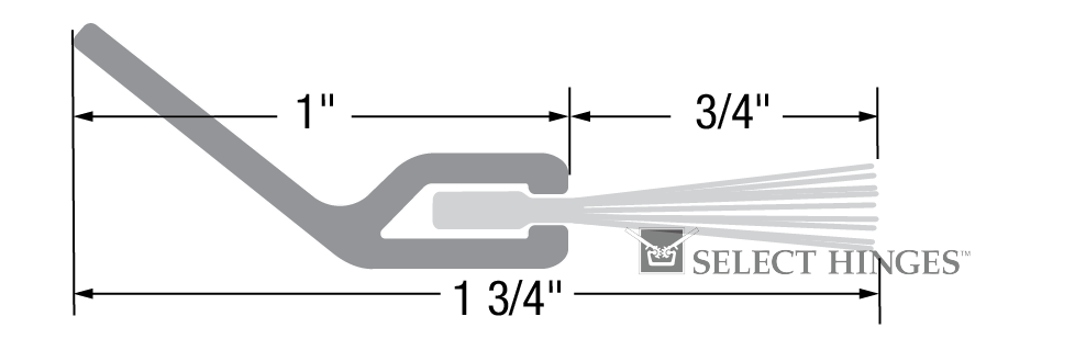 Angled Weatherstrips measurement diagram (imperial)
