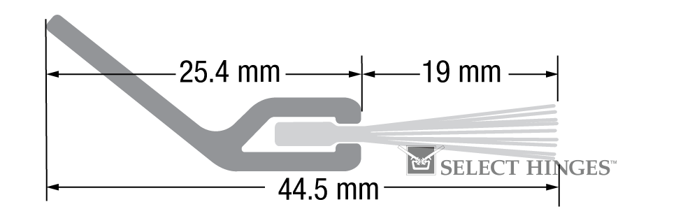 Angled Weatherstrips measurement diagram (metric)